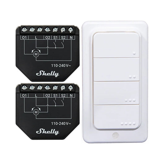Set of 2 Blind/curtain WiFi controllers Shelly Shutter + BLU RC Button 1