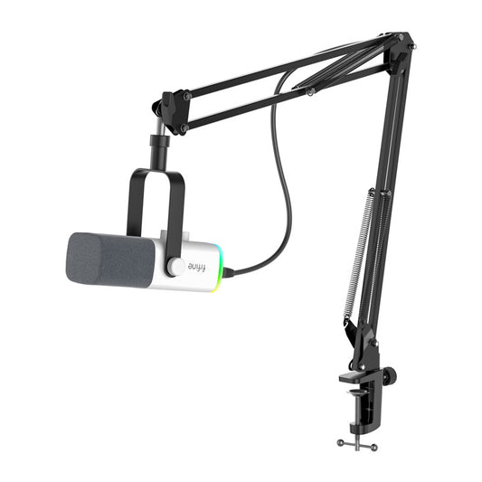 Fifine Gaming microphone AM8TW with boom arm (white)