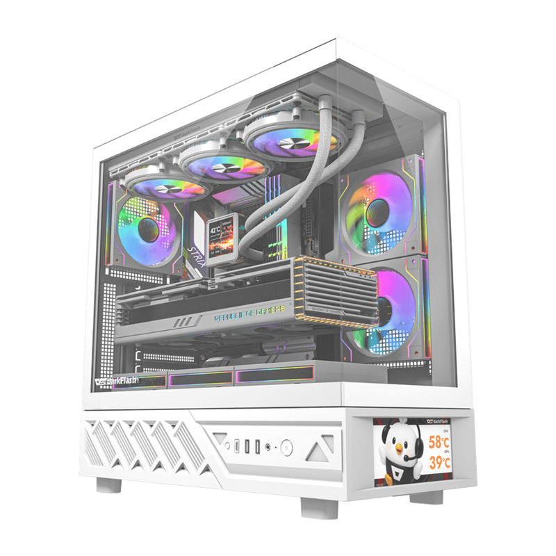 DarkFlash Computer Case DS950+screen White (+6 Fans)