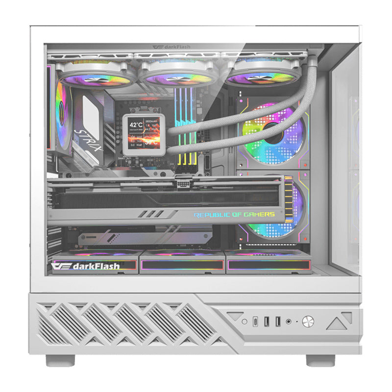 DarkFlash Computer Case DS950+screen White (+6 Fans)
