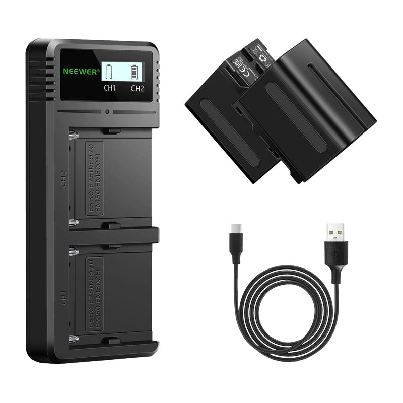 Set of 2 batteries with charger  NEEWER