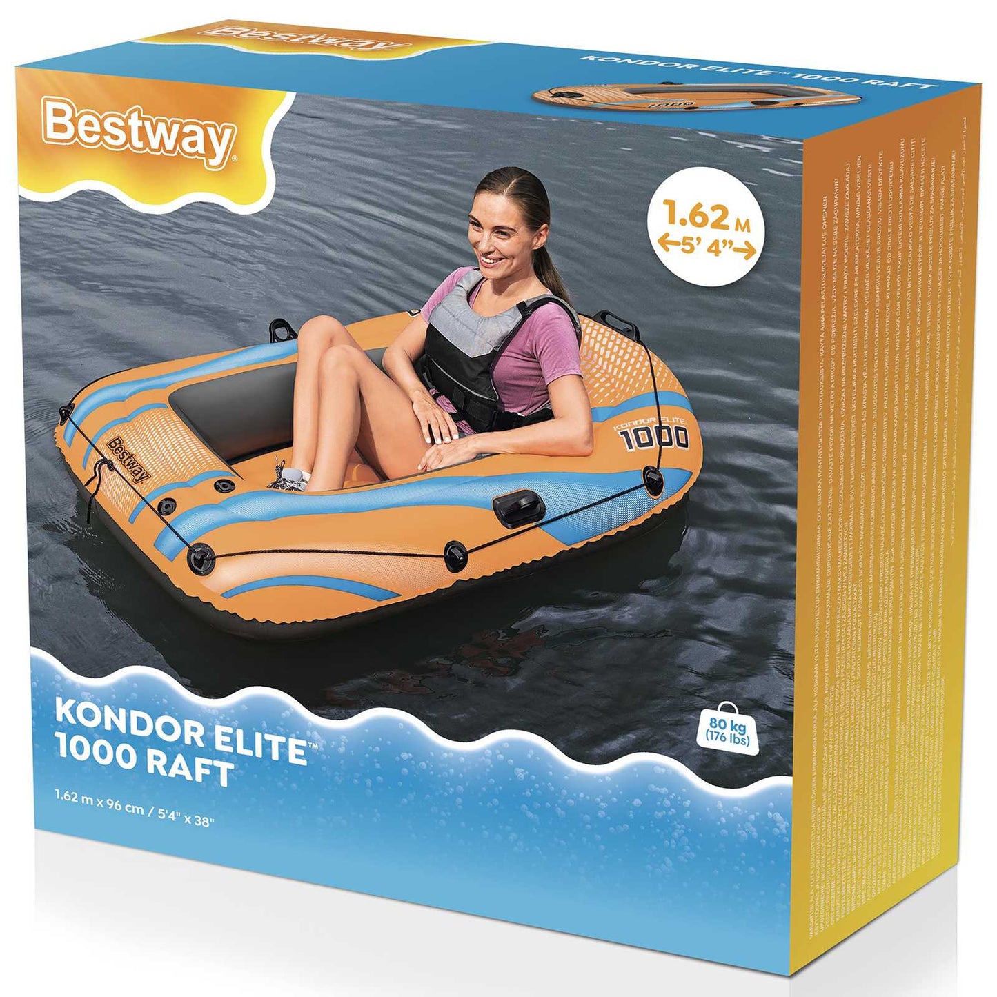 Bestway Φουσκωτή βάρκα Πορτοκαλί 162 x 96 εκ. PVC