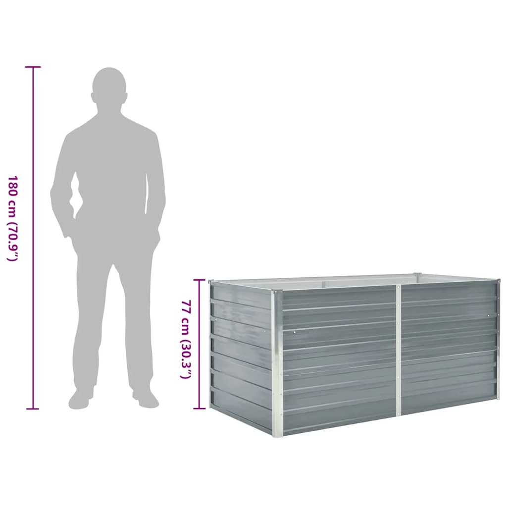 vidaXL Ζαρντινιέρα Ψηλή Γκρι 160 x 80 x 77 εκ. από Γαλβανισμένο Χάλυβα