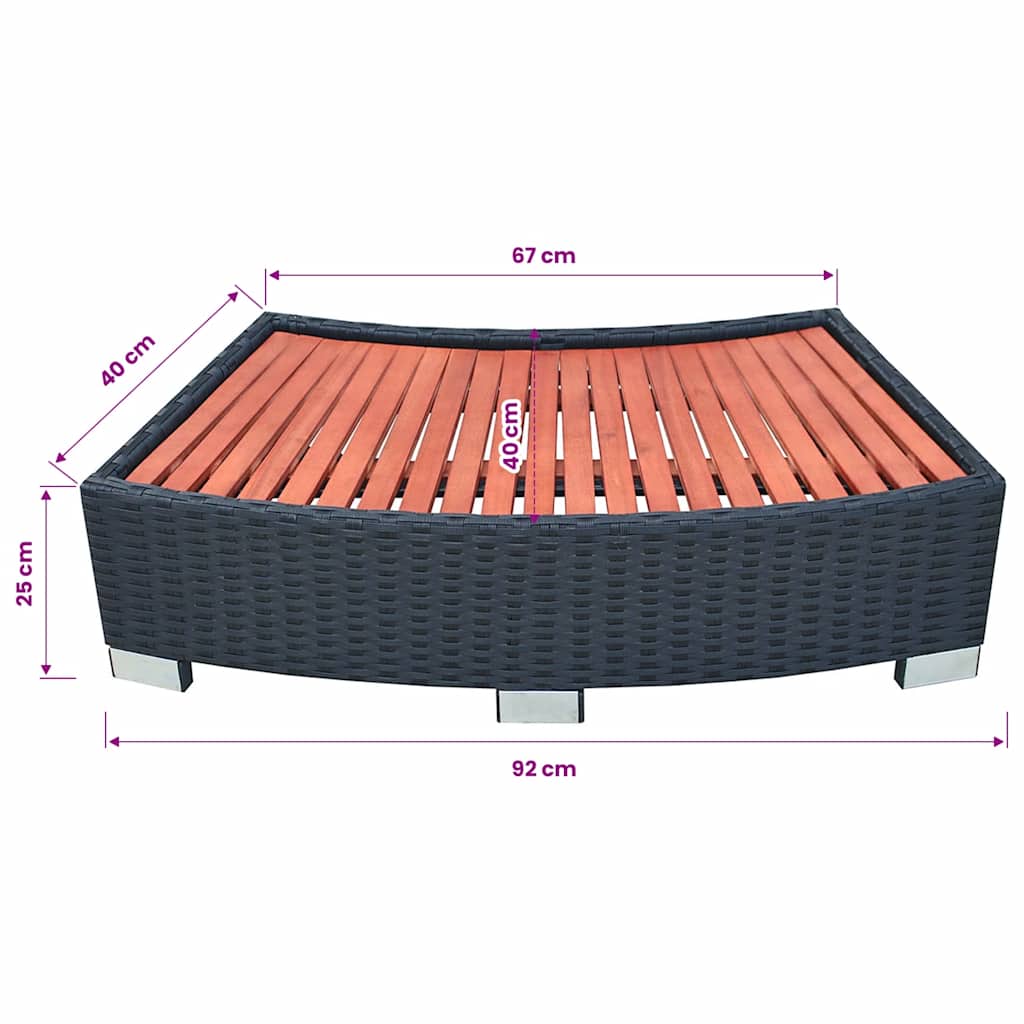 vidaXL Σκαλοπάτι για Σπα Μαύρο 92 x 45 x 25 εκ. από Συνθετικό Ρατάν