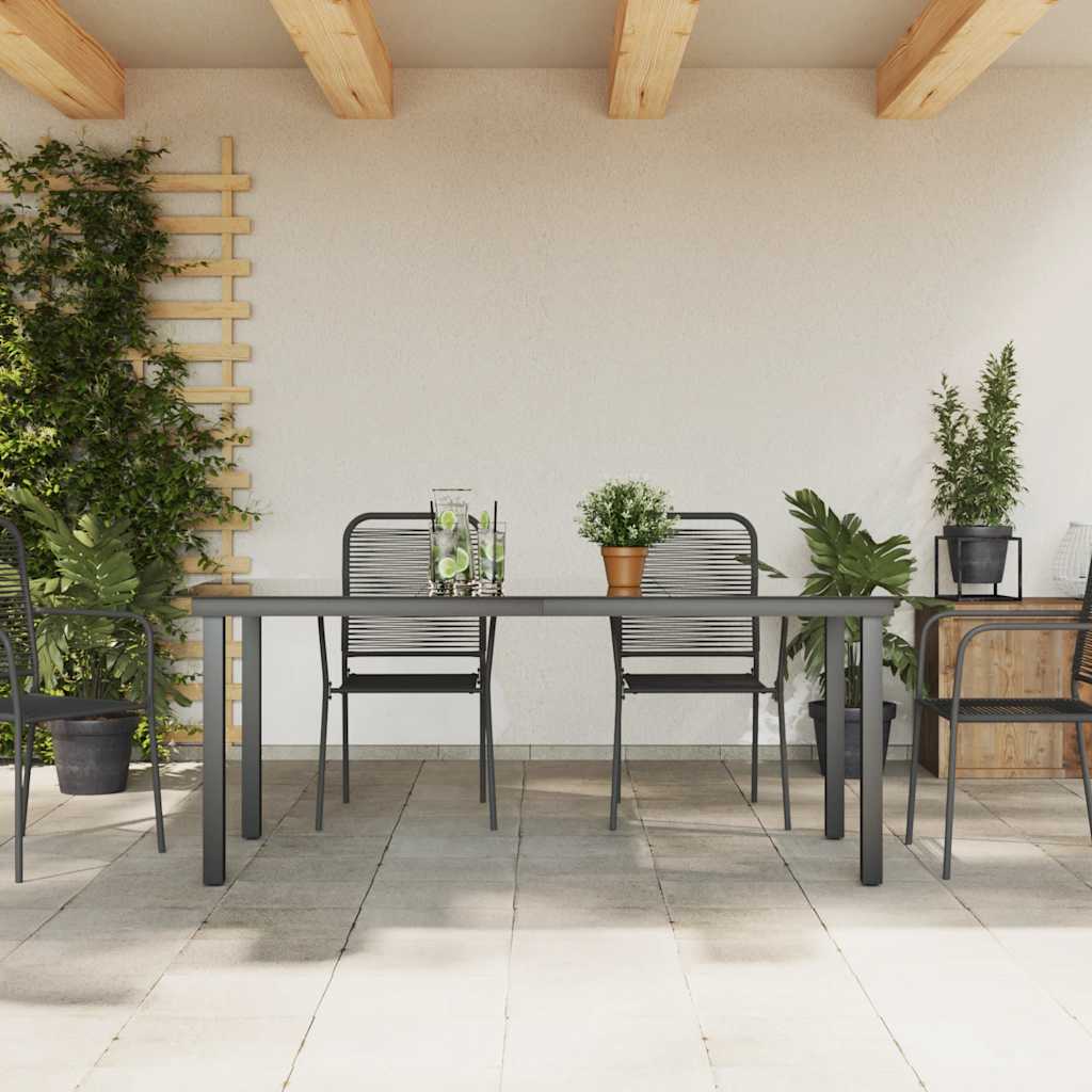 vidaXL Τραπέζι Κήπου Μαύρο 190 x 90 x 74 εκ. από Αλουμίνιο / Γυαλί
