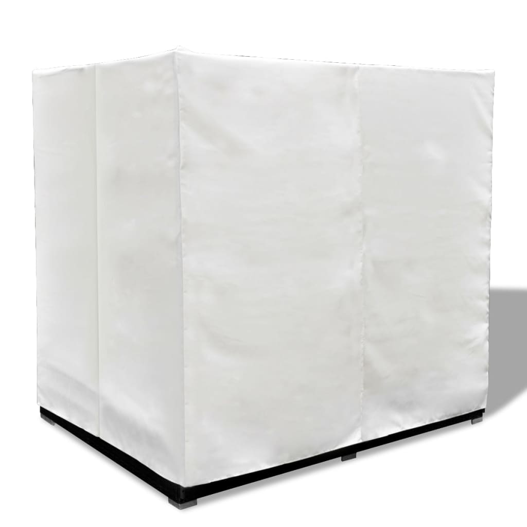 vidaXL Ξαπλώστρα Διπλή Μαύρη από Συνθετικό Ρατάν με Κουρτίνες