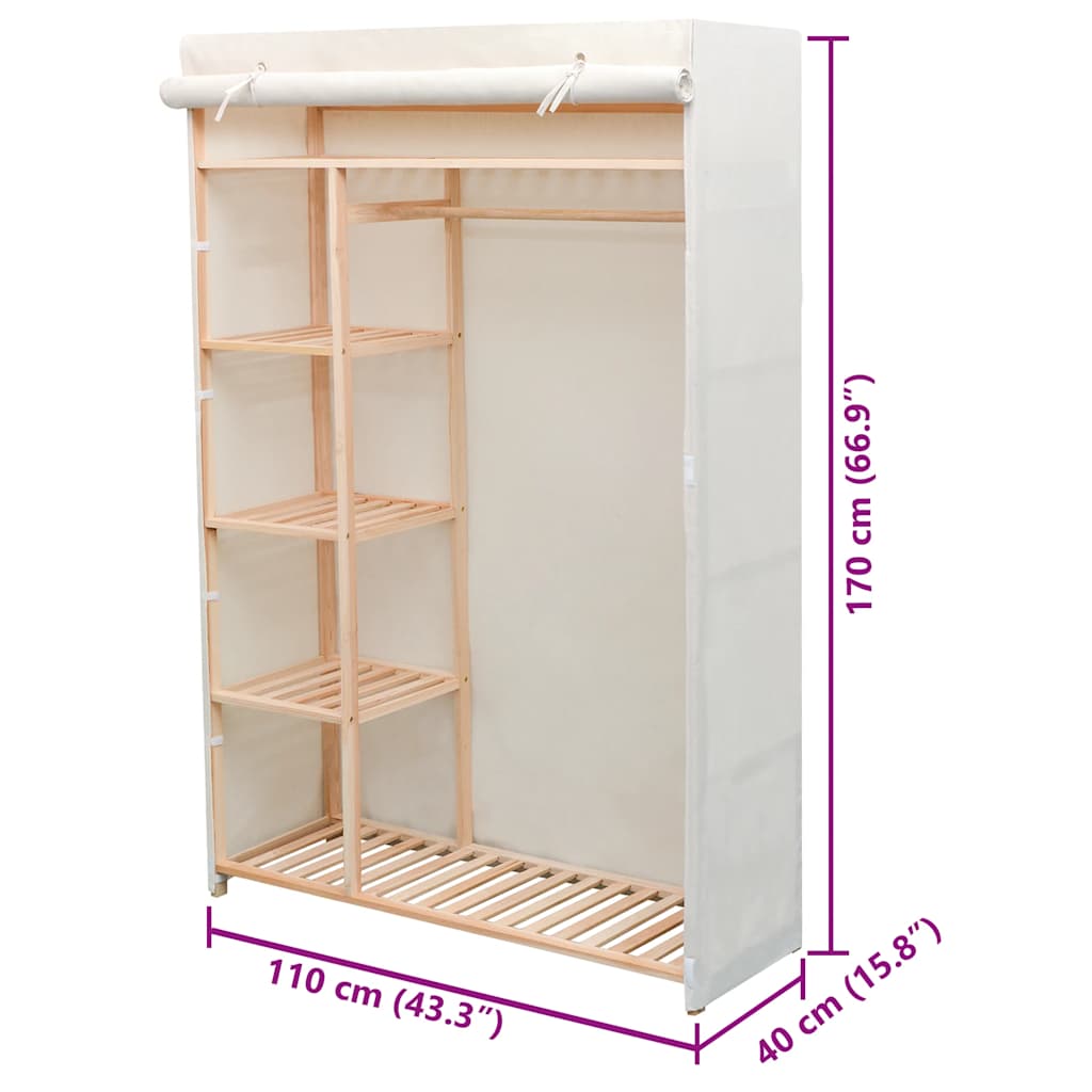 vidaXL Ντουλάπα 110 x 40 x 170 εκ. από Ύφασμα και Ξύλο Πεύκου