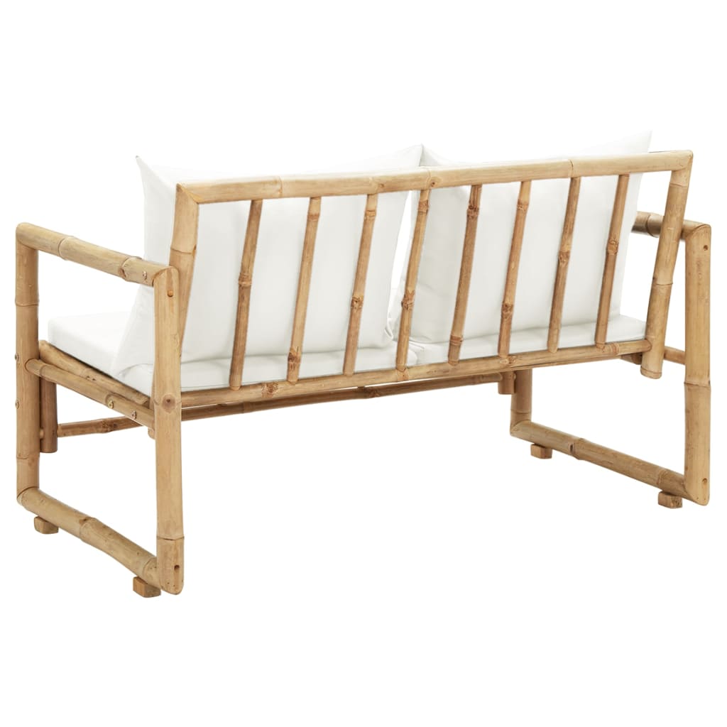 vidaXL Καναπές Κήπου Διθέσιος από Μπαμπού με Μαξιλάρια