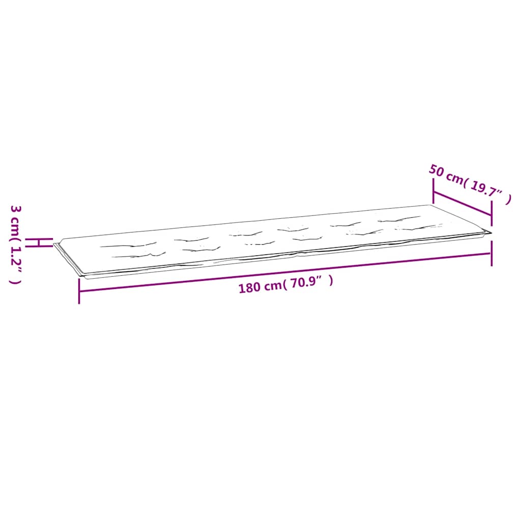 vidaXL Μαξιλάρι Πάγκου Κήπου Μπλε 180 x 50 x 3 εκ. Ύφασμα Oxford
