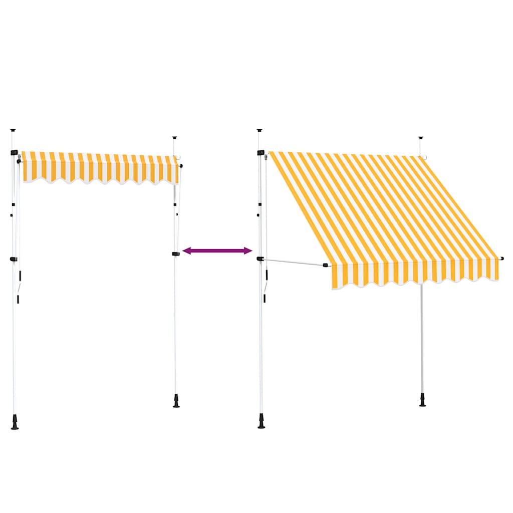 vidaXL Τέντα Συρόμενη Χειροκίνητη Πορτοκαλί με Λευκές Ρίγες 200 εκ.