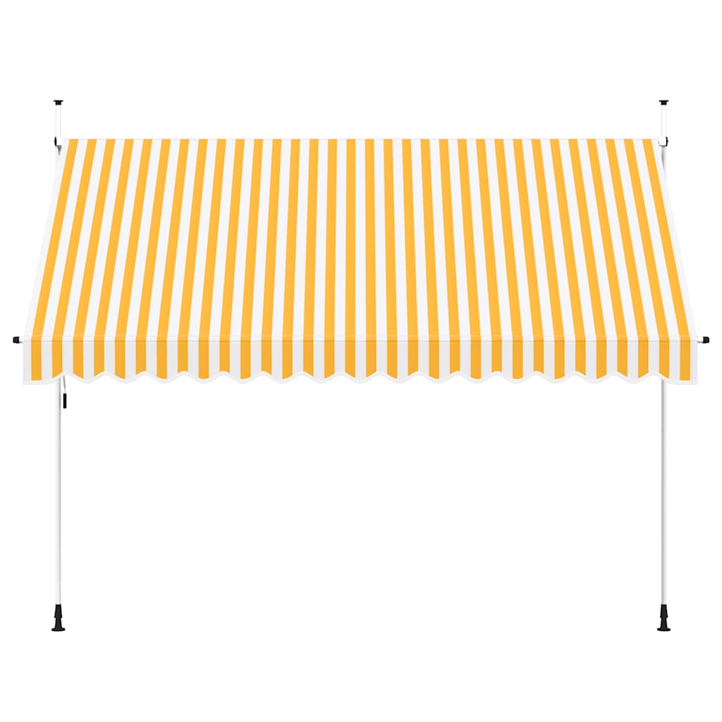 vidaXL Τέντα Συρόμενη Χειροκίνητη Πορτοκαλί με Λευκές Ρίγες 350 εκ.