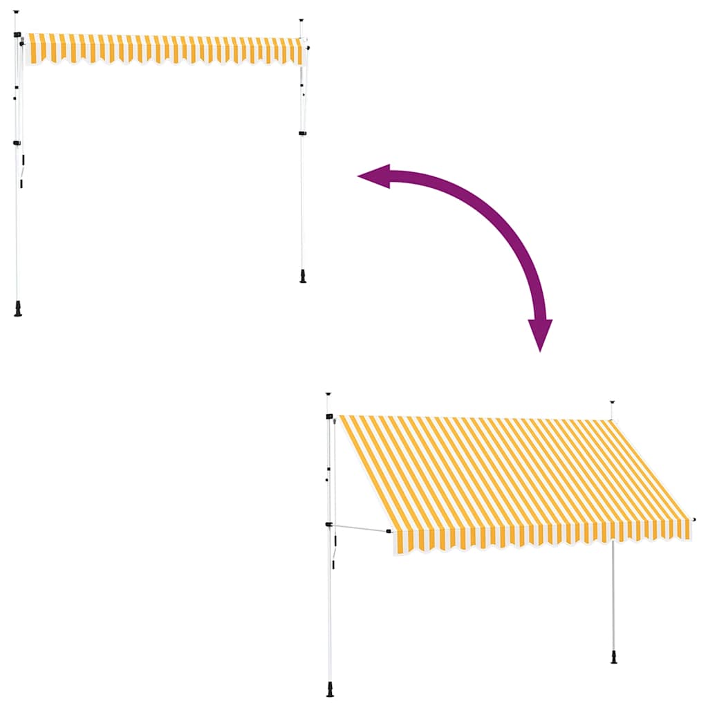 vidaXL Τέντα Συρόμενη Χειροκίνητη Πορτοκαλί με Λευκές Ρίγες 350 εκ.