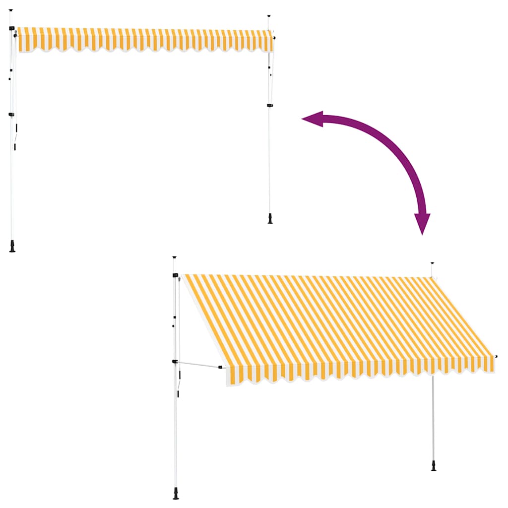 vidaXL Τέντα Συρόμενη Χειροκίνητη Πορτοκαλί και Λευκές Ρίγες 400 εκ.