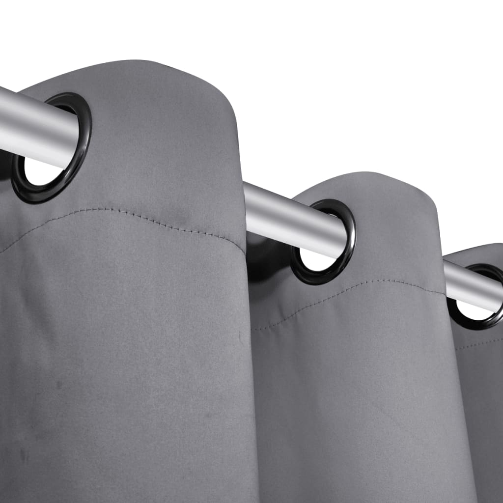 vidaXL Κουρτίνες Συσκότισης με Μεταλλικά Τρουκς 2 τεμ. Γκρι 135x175 εκ