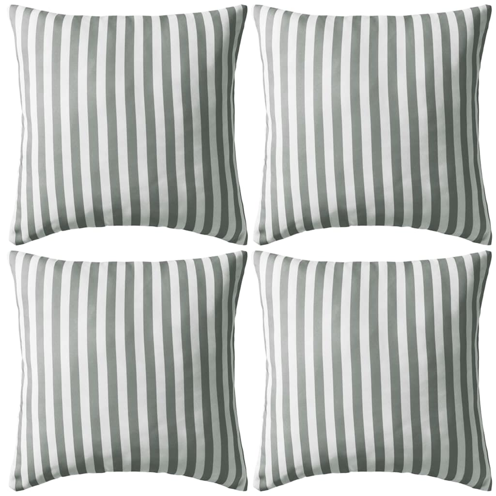 vidaXL Μαξιλάρια Εξωτερικού Χώρου 4 τεμ. Ριγέ Γκρι 45 x 45 εκ.