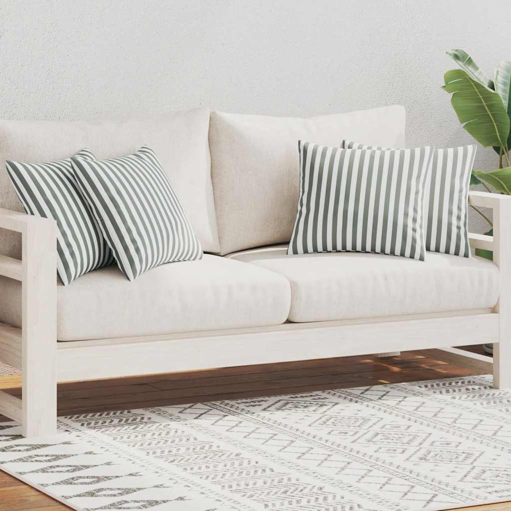 vidaXL Μαξιλάρια Εξωτερικού Χώρου 4 τεμ. Ριγέ Γκρι 45 x 45 εκ.