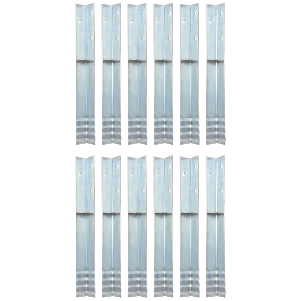 vidaXL Στηρίγματα Εδάφους Σχήματος Γ 12 τεμ. 5x5x50 εκ. Γαλβ. Χάλυβας