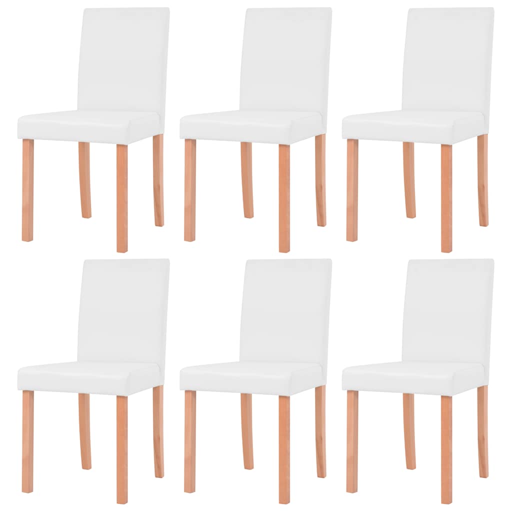 vidaXL Τραπεζαρία & Καρέκλες 7 τεμ. Κρεμ Συνθετικό Δέρμα / Ξύλο Δρυός