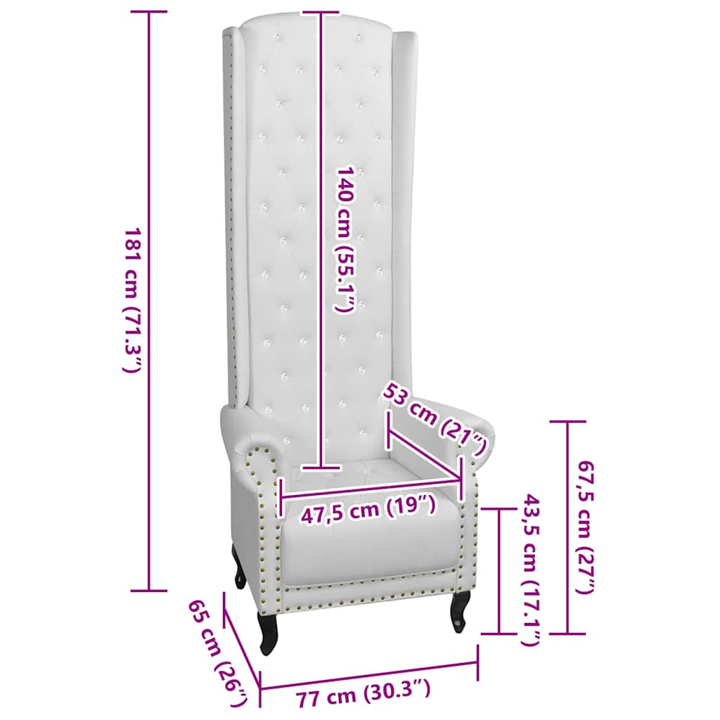 vidaXL Πολυθρόνα με Ψηλή Πλάτη Λευκή από Συνθετικό Δέρμα