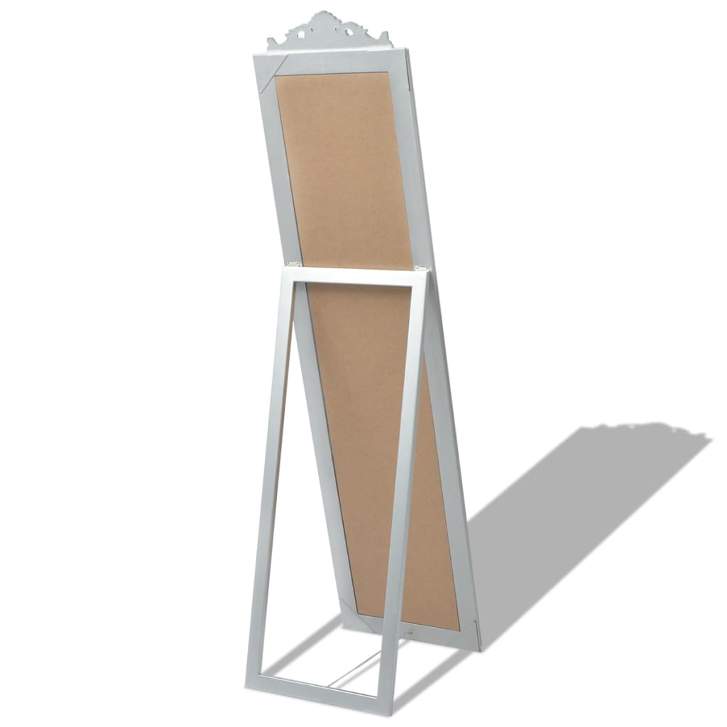 vidaXL Καθρέφτης Επιδαπέδιος με Μπαρόκ Στιλ Ασημί 160 x 40 εκ.