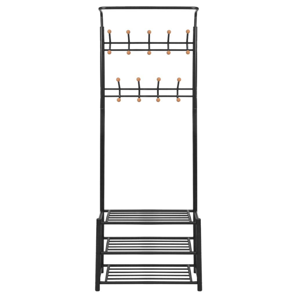 vidaXL Καλόγερος/Πάγκος για Παπούτσια Μαύρος 68 x 32 x 182,5 εκ.