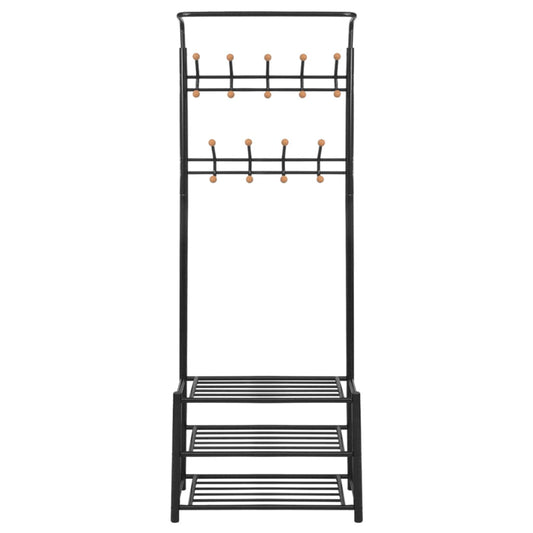 vidaXL Καλόγερος/Πάγκος για Παπούτσια Μαύρος 68 x 32 x 182,5 εκ.
