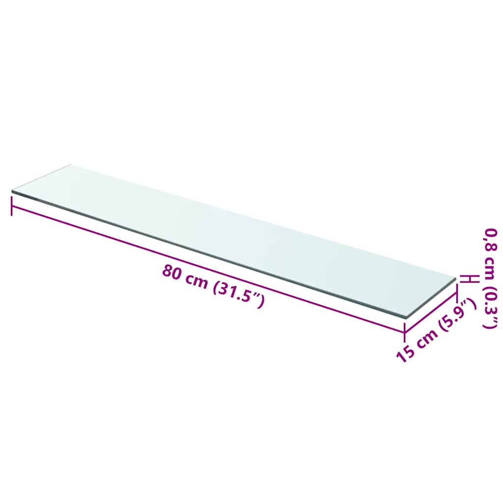 vidaXL Ράφι Πάνελ Διάφανο 80 x 15 εκ. Γυάλινο