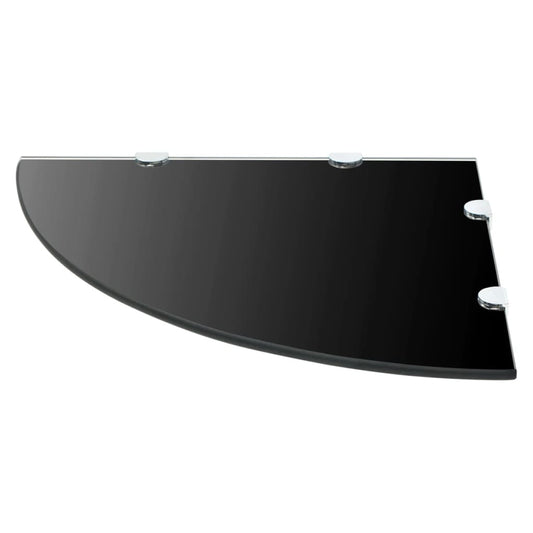 vidaXL Ράφι Γωνιακό Μαύρο 45 x 45 εκ. Γυάλινο με Στηρίγματα Χρωμίου