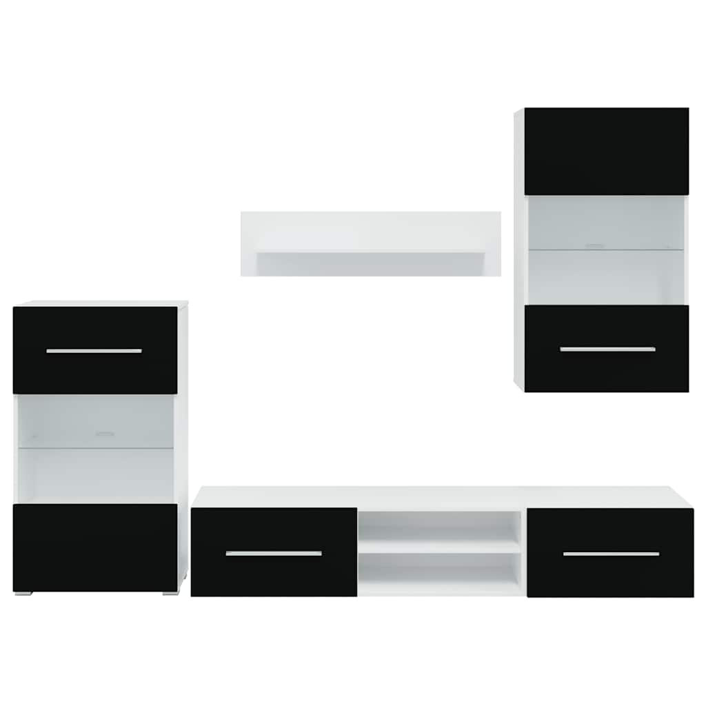 vidaXL Σύνθετο Τηλεόρασης με Φωτισμό LED 5 τεμ. Μαύρο