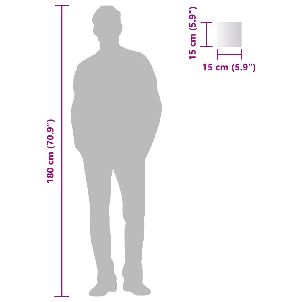 vidaXL Πλακάκια Καθρέφτη Τετράγωνα 24 τεμ. από Γυαλί