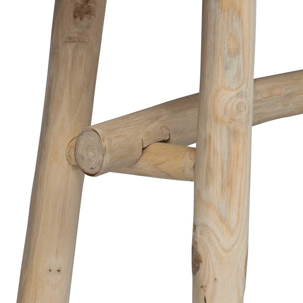 vidaXL Παγκάκι από Δέρμα Κατσίκας / Ξύλο Teak