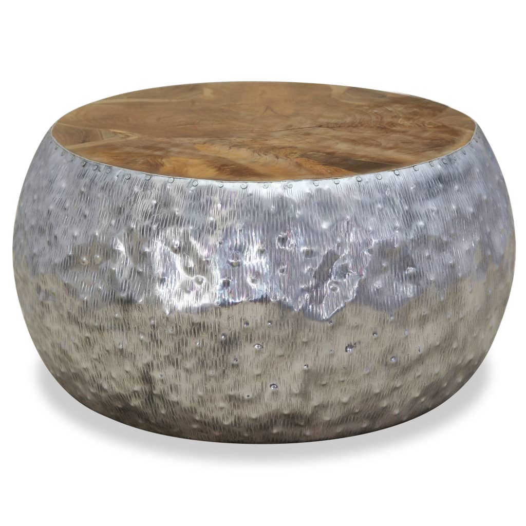 vidaXL Τραπεζάκι Σαλονιού 60 x 60 x 30 εκ. από Αλουμίνιο / Ξύλο Teak