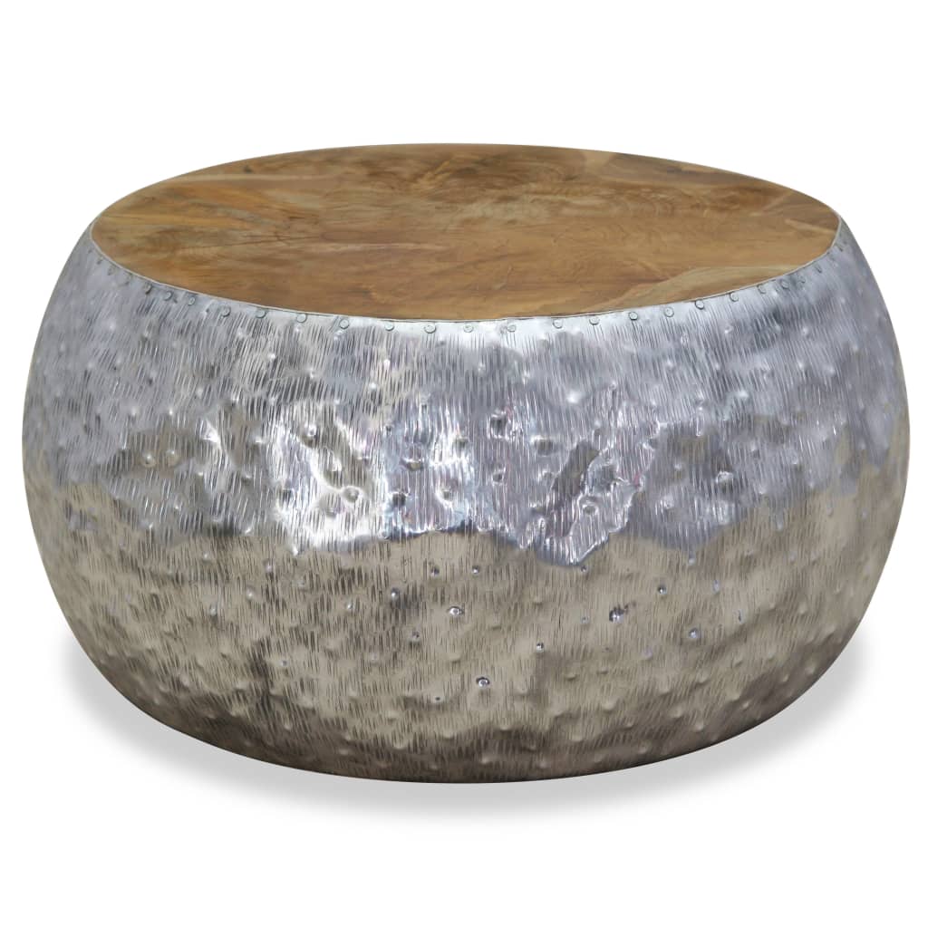 vidaXL Τραπεζάκι Σαλονιού 60 x 60 x 30 εκ. από Αλουμίνιο / Ξύλο Teak