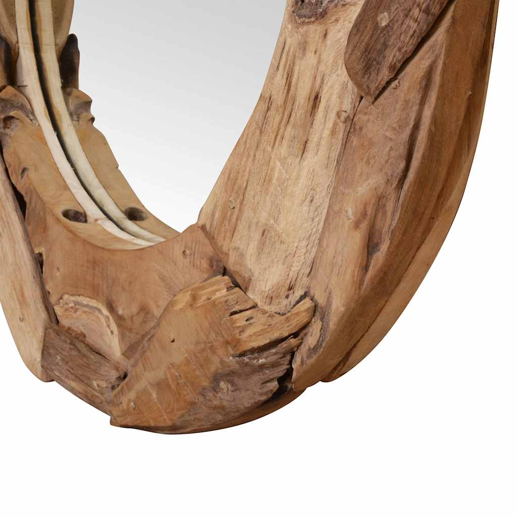 vidaXL Καθρέφτης Διακοσμητικός Στρογγυλός 80 εκ. από Ξύλο Teak