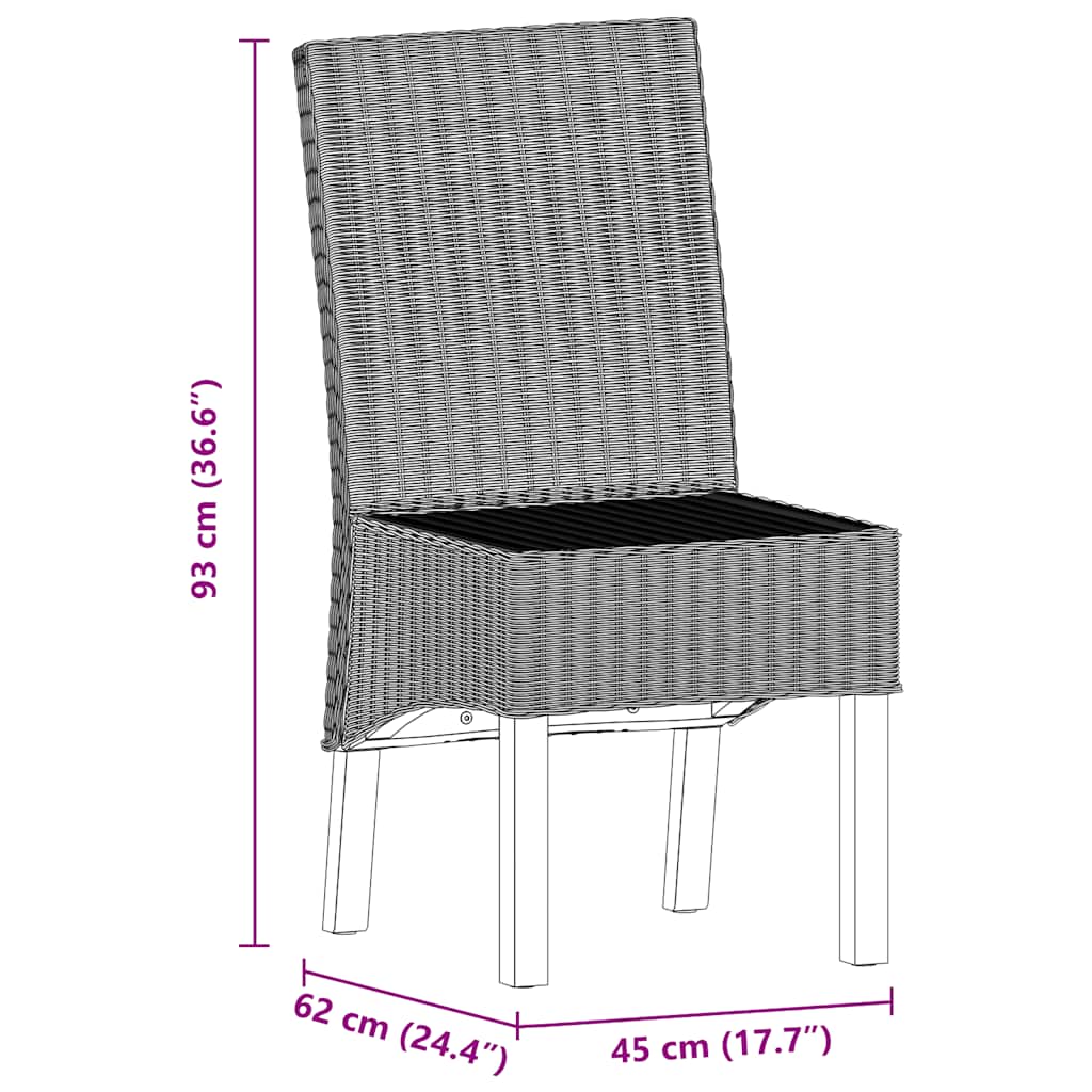 vidaXL Καρέκλες Τραπεζαρίας 6 τεμ. Καφέ από Γνήσιο Ρατάν
