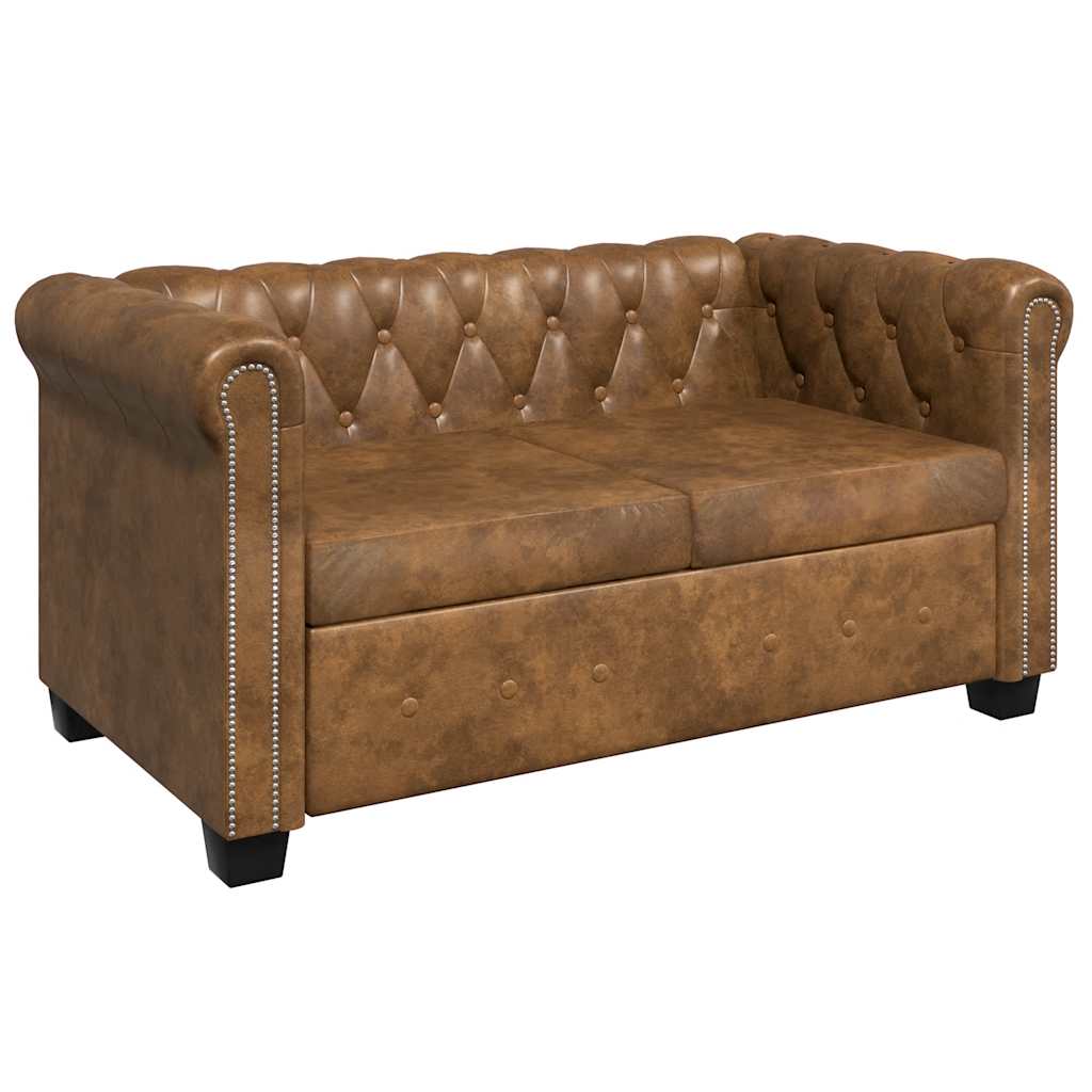 vidaXL Διθέσιος και Τριθέσιος Καναπές Chesterfield Σετ Καφέ