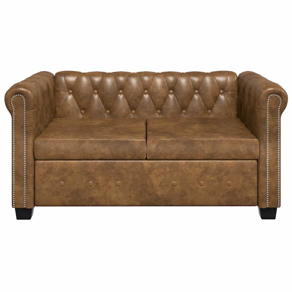 vidaXL Διθέσιος και Τριθέσιος Καναπές Chesterfield Σετ Καφέ
