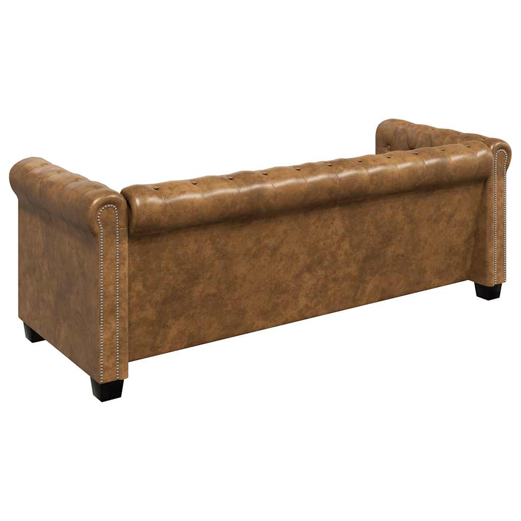 vidaXL Διθέσιος και Τριθέσιος Καναπές Chesterfield Σετ Καφέ