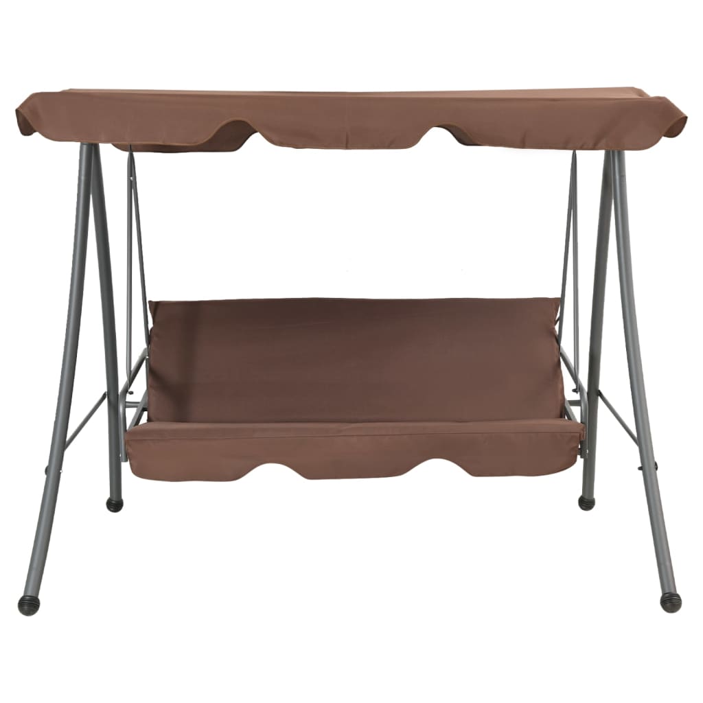 vidaXL Παγκάκι Κούνια Εξωτερικού Χώρου Χρώμα Coffee με Σκίαστρο