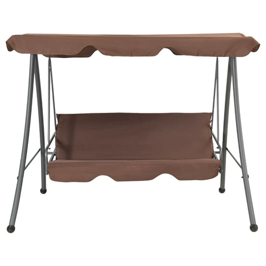 vidaXL Παγκάκι Κούνια Εξωτερικού Χώρου Χρώμα Coffee με Σκίαστρο