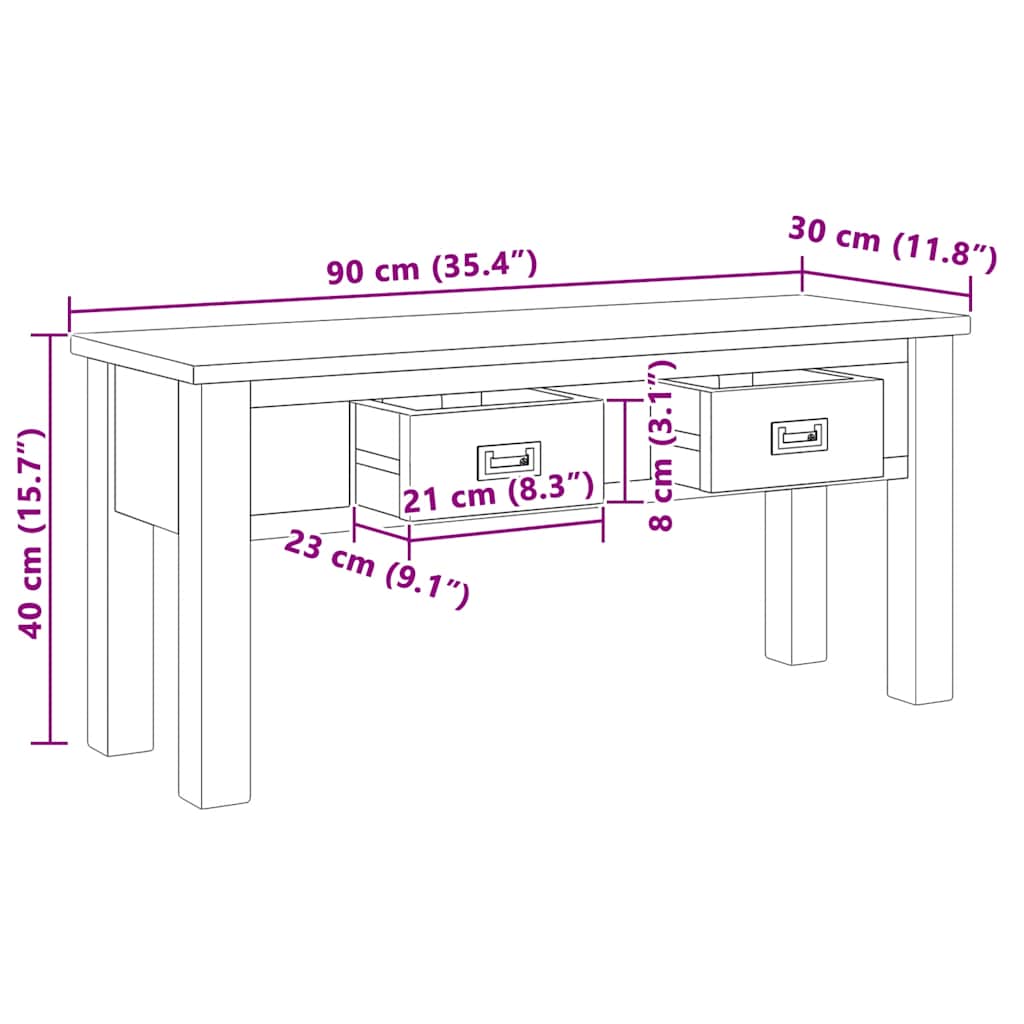 vidaXL Πάγκος Χολ 90 x 30 x 40 εκ. από Μασίφ Ξύλο Teak