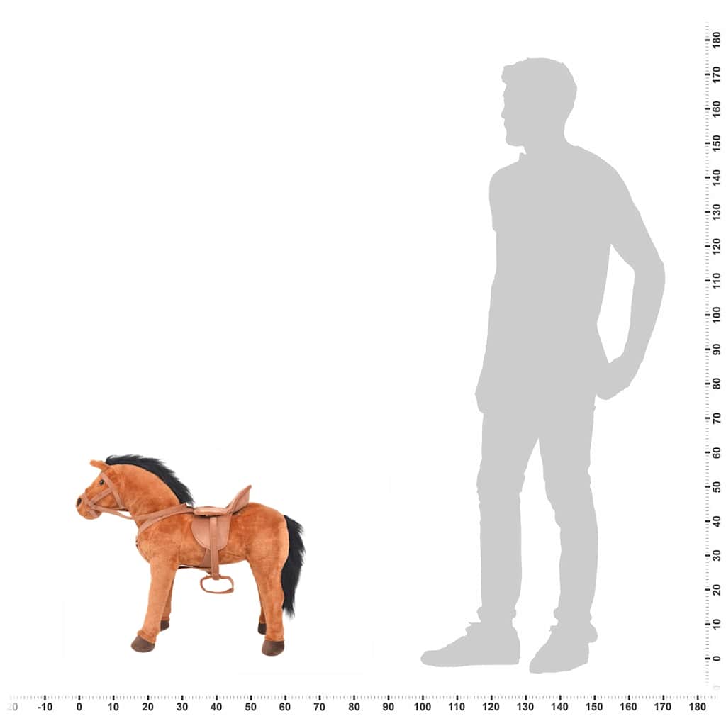 vidaXL Παιχνίδι Άλογο σε Όρθια Στάση Καφέ Λούτρινο