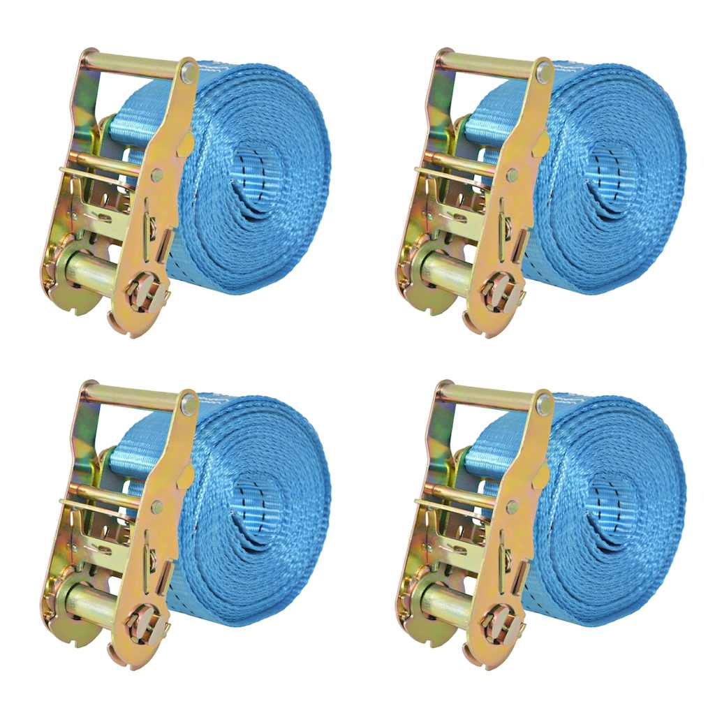 vidaXL Ιμάντες Πρόσδεσης με Καστάνια 4 τεμ. Μπλε 2 Τόνων 6 μ.x 38χιλ.