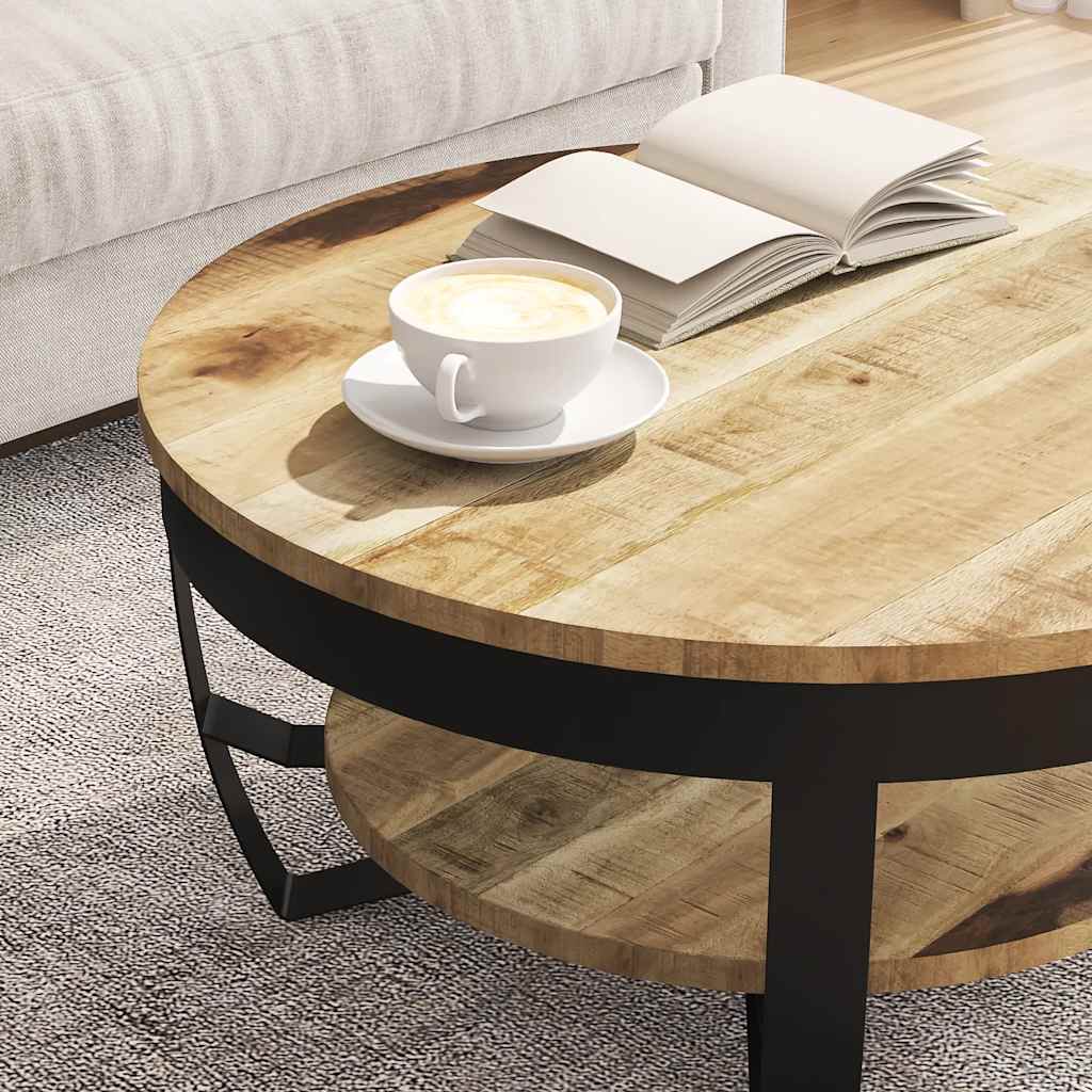 vidaXL Τραπεζάκι Σαλονιού 65 x 32 εκ. Μασίφ Ακατέργαστο Ξύλο Μάνγκο