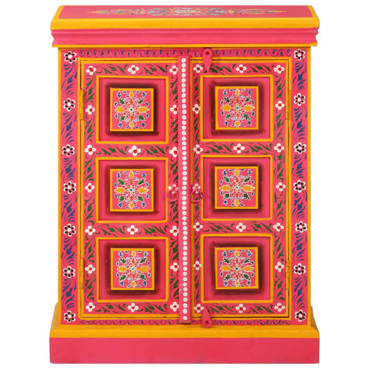 vidaXL Ψηλός Μπουφές με Χειροποίητες Λεπτομέρειες Ροζ από Ξύλο Μάνγκο