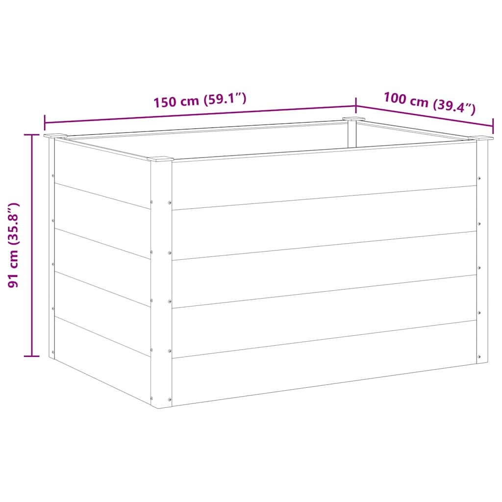 vidaXL Ζαρντινιέρα Υπερυψωμένη Γκρι 150 x 100 x 91 εκ. από WPC