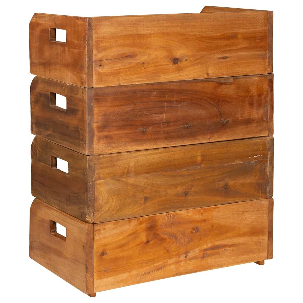 vidaXL Ράφια Κρασιών 4 τεμ. 16 Φιαλών από Μασίφ Ξύλο Μαόνι