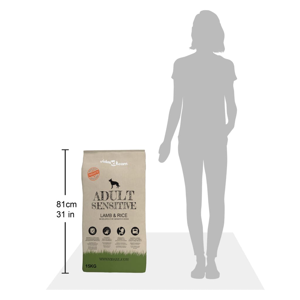 vidaXL Ξηρά Τροφή Σκύλων Premium Adult Sensitive Lamb & Rice 15 κ.