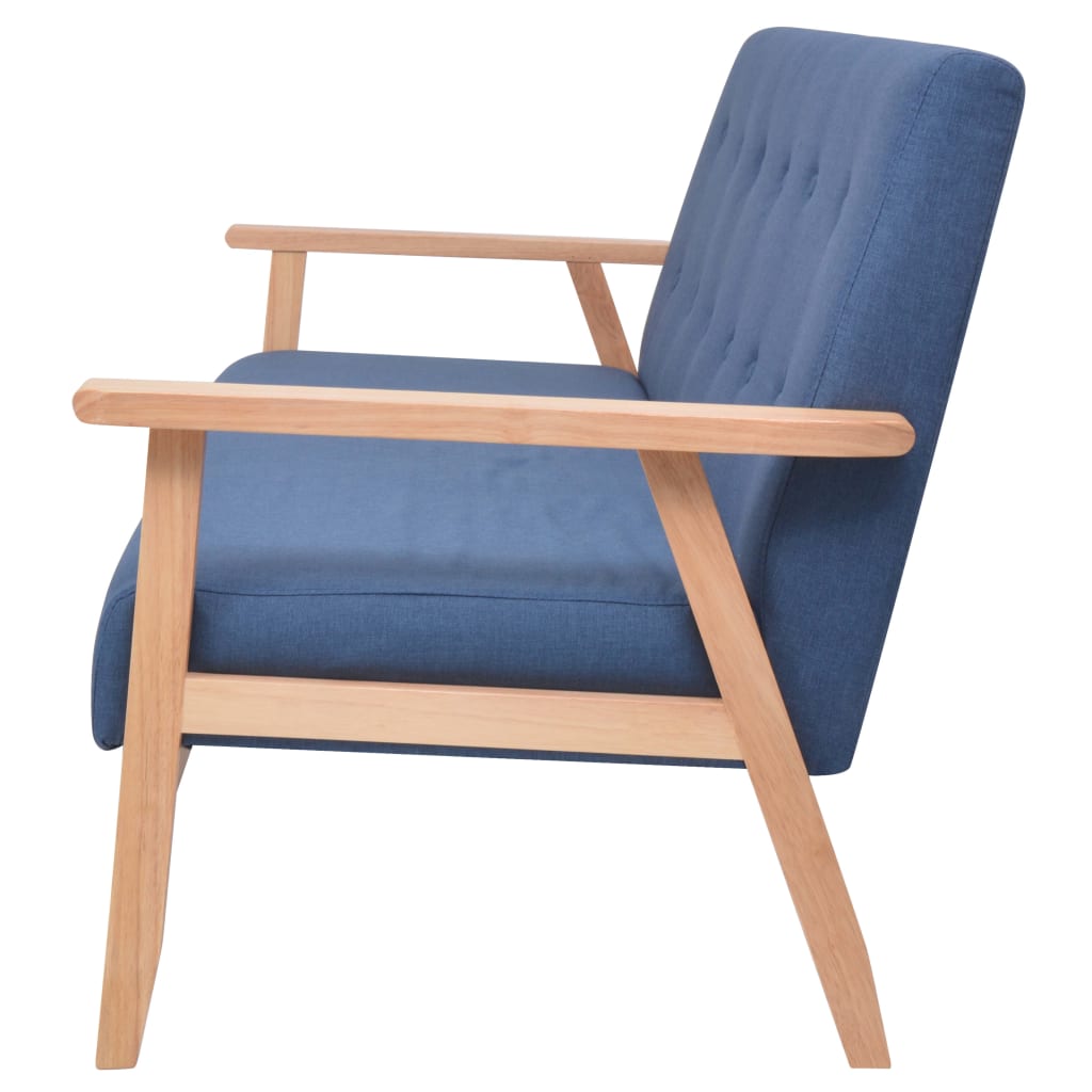 vidaXL Καναπές Τριθέσιος Μπλε Υφασμάτινος