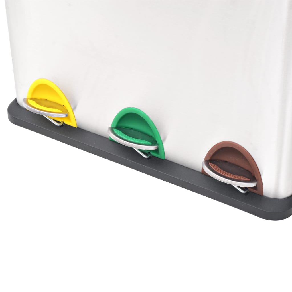 vidaXL Κάδος Απορριμμάτων/Ανακύκλωσης Διπλός 24 Λίτρα Ανοξείδ. Ατσάλι